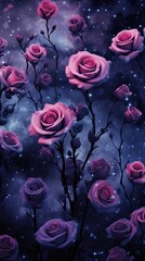Wall Mural - black roses field backgrounds pattern flower.
