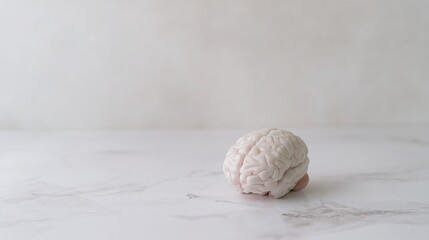 Poster - white brain on marble surface illustrating memory economy investment trends and the concept of monet