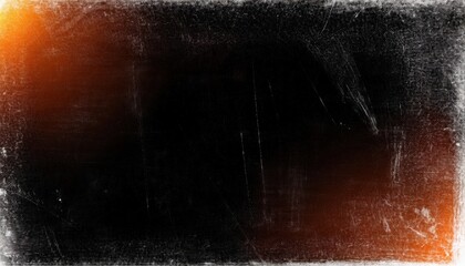 Poster - grungy black texture with vintage scratches and orange light leak for edgy web design, print media background, and creative branding graphics

