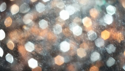 Poster - blurry bokeh background with warm gold and cool white light spots for festive web design, branding, digital art, and elegant print graphics

