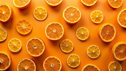 Poster - Vibrant Orange Slice Pattern: Overhead Silhouette Studio Shot