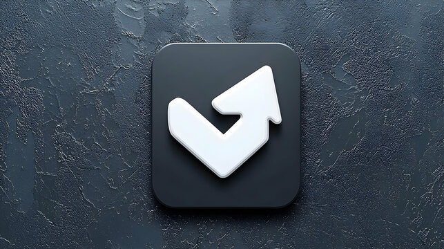 Square black button with a white upward-pointing arrow check mark graphic