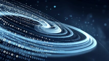 Abstract spiral galaxy with binary code