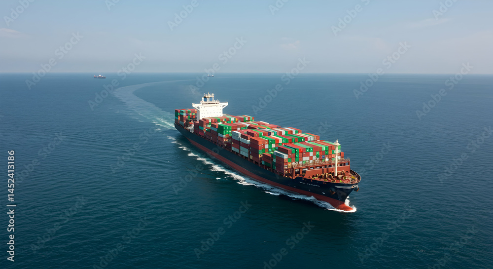 Large cargo ship navigating through calm ocean water during daylight ...