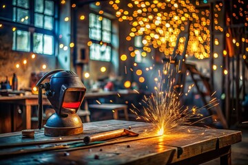 Poster - Vintage Welding Workshop: Retro Industrial Craftsmanship Bokeh Photography