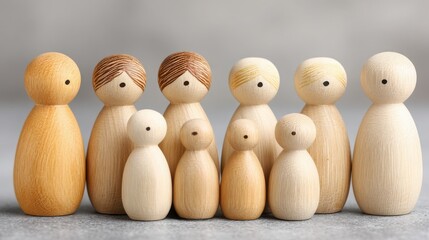 Poster - A collection of wooden pegs symbolizing foundations of earnings in post-human labor income models conceptual ideas