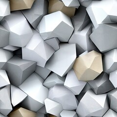 Poster - Abstract gray polygonal wallpaper features low-poly geometric shapes ideal for creative design projects with an 80s retro aesthetic SEAMLESS PATTERN