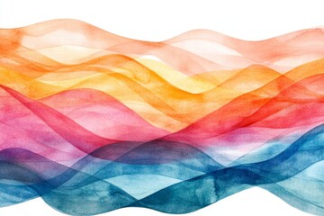 Poster - Colorful Watercolor Wave Abstract - Abstract watercolor painting of flowing colorful waves, vibrant hues of red, orange, yellow, and blue create a dynamic and tranquil scene