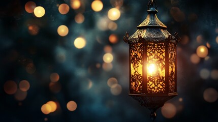 Poster - Glowing Ornate Lantern Watercolor - Illuminated ornate lantern, symbolizing hope, guidance, tradition, warmth, and celebration. A beautiful