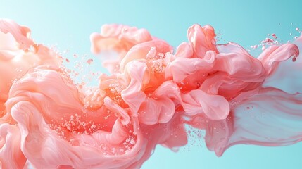 Poster - A vibrant swirl of pink and white liquid creates an eye-catching abstract design. The colors blend and flow gracefully, capturing light and adding depth to the composition