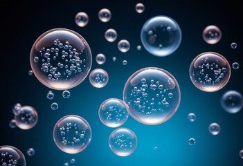 Wall Mural - Close-up of a bunch of bubbles floating in the air