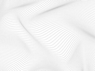 Distorted wave monochrome texture. Black and white wireframe wave. curve surface background