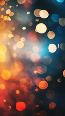 Poster - A beautiful blend of warm and cool tones forms a captivating abstract background. Soft bokeh lights float in vibrant colors, creating a dreamy, festive ambiance