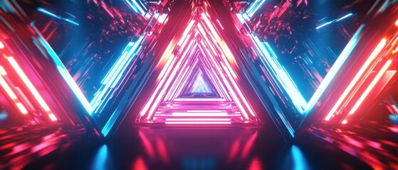 Poster - Neon triangle tunnel