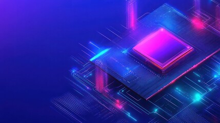 Poster - Abstract circuit board and processor