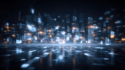 Poster - abstract network grid with files and folders, futuristic software interface, digital document manage