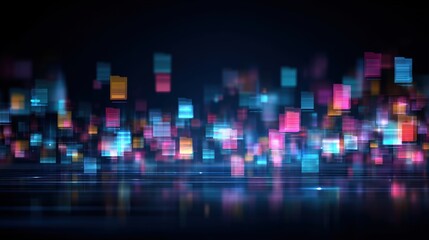 Poster - abstract network grid with files and folders, futuristic software interface, digital document manage