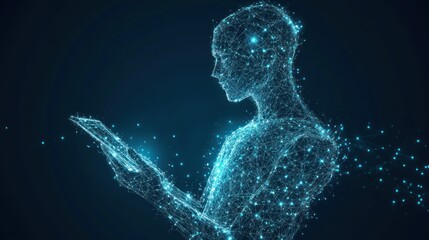 Poster - Abstract person using smartphone digital illustration