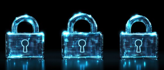 Poster - digital glowing padlocks representing security