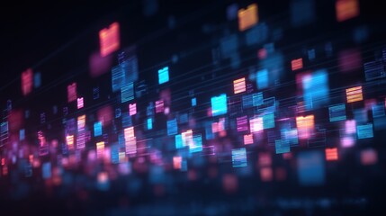 Poster - abstract network grid with files and folders, futuristic software interface, digital document manage