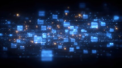 Poster - abstract network grid with files and folders, futuristic software interface, digital document manage