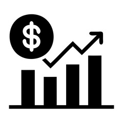 Poster - Financial growth chart with dollar coin showing business success and investment increase in value and profit isolated on transparent background