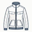 © adobe1 stock - Create a bold, vector illustration of a stylish winter jacket with a thick, contrasting outline.  Include realistic details like zippers and pockets.