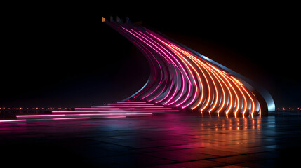 Poster - Ethereal illumination abstract architecture gracefully blending with the darkness conveying a vision of future