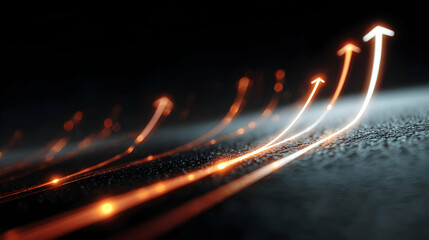 Poster - Soaring Ambitions Ascending Arrows Illustrating Progress and Achievement With Abstract Glow Lines