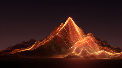 Aufkleber - Luminous topographic mountain range crafted from flowing energy lines under a somber sky