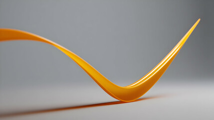 Aufkleber - Vibrant yellow form resting on a soft gray surface suggesting balance and motion in artistic composition