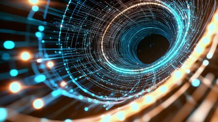 Poster - Abstract Digital Swirl with Bright Lights and Flowing Lines in Motion