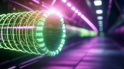 Poster - Futuristic Neon Tunnel with Vibrant Colors and Abstract Patterns