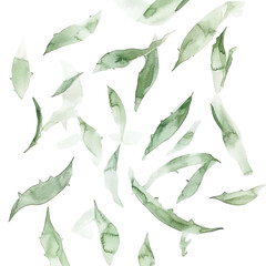 Aufkleber - Floating botanical elements a serene composition of verdant leaves on stark contrast artwork