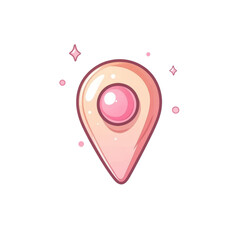 Poster - Stylized location marker icon floating amidst glimmering particles on transparent space
