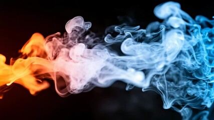 Poster - Colorful Smoke Patterns in Orange and Blue on Black Background