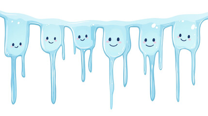 Aufkleber - Cheerful cartoon icicles with happy faces dripping on an isolated transparent background