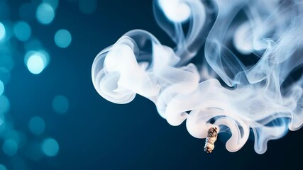 Poster - Ethereal Smoke on a Soft Blue Background Captivating Visual Effect