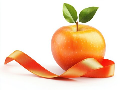 White backdrop showcases a flowing, isolated apple-orange ribbon.