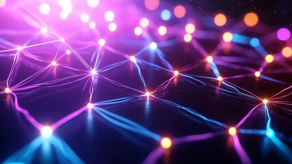 Poster - Colorful Abstract Background with Connection Lines and Light Effects