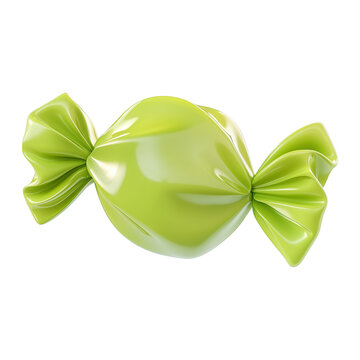 3d rendering icon green candy illustration PNG. cartoon minimal style candy on transparent isolated background.