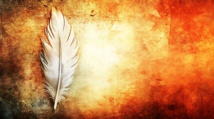 Poster - Feather on a Textured Abstract Background evoking Peace and Lightness