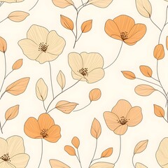 Naklejka na meble Delicate floral pattern in soft peach and beige tones.