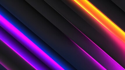 Poster - Vibrant neon lines create a dynamic abstract background with contrasting dark tones