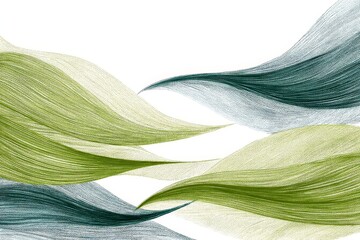 Poster - Abstract Green and Teal Waves - Elegant flowing lines in shades of green and teal create a serene abstract design. Perfect for backgrounds or decorative purposes