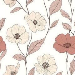 Naklejka na meble Floral pattern design with delicate blossoms and leaves.