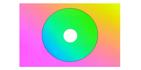 Poster - Abstract vibrant rainbow gradient background with a large green circle containing a smaller white circle This colorful design is perfect for presentations websites and social media