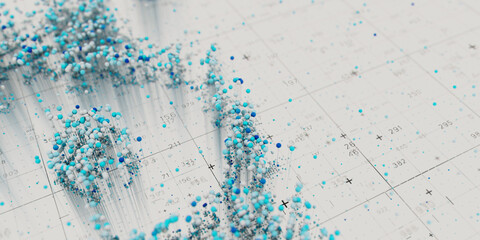 Poster - Abstract data clusters visualization. AI technology neural patterns. Digital information presentation, futuristic graph. 