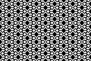 Poster - Abstract seamless geometric pattern with squares and rhombuses. Black and white repeating decorative pattern design.