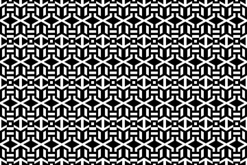 Poster - Abstract seamless geometric pattern with squares and rhombuses. Black and white repeating decorative pattern design.